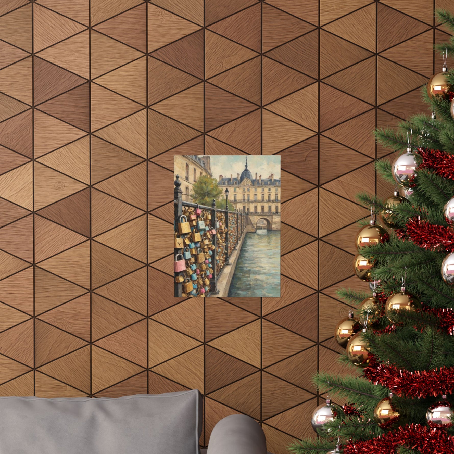 Paris Love Locks Matte Vertical Poster — Romantic Cityscape Wall Art - AquilVision