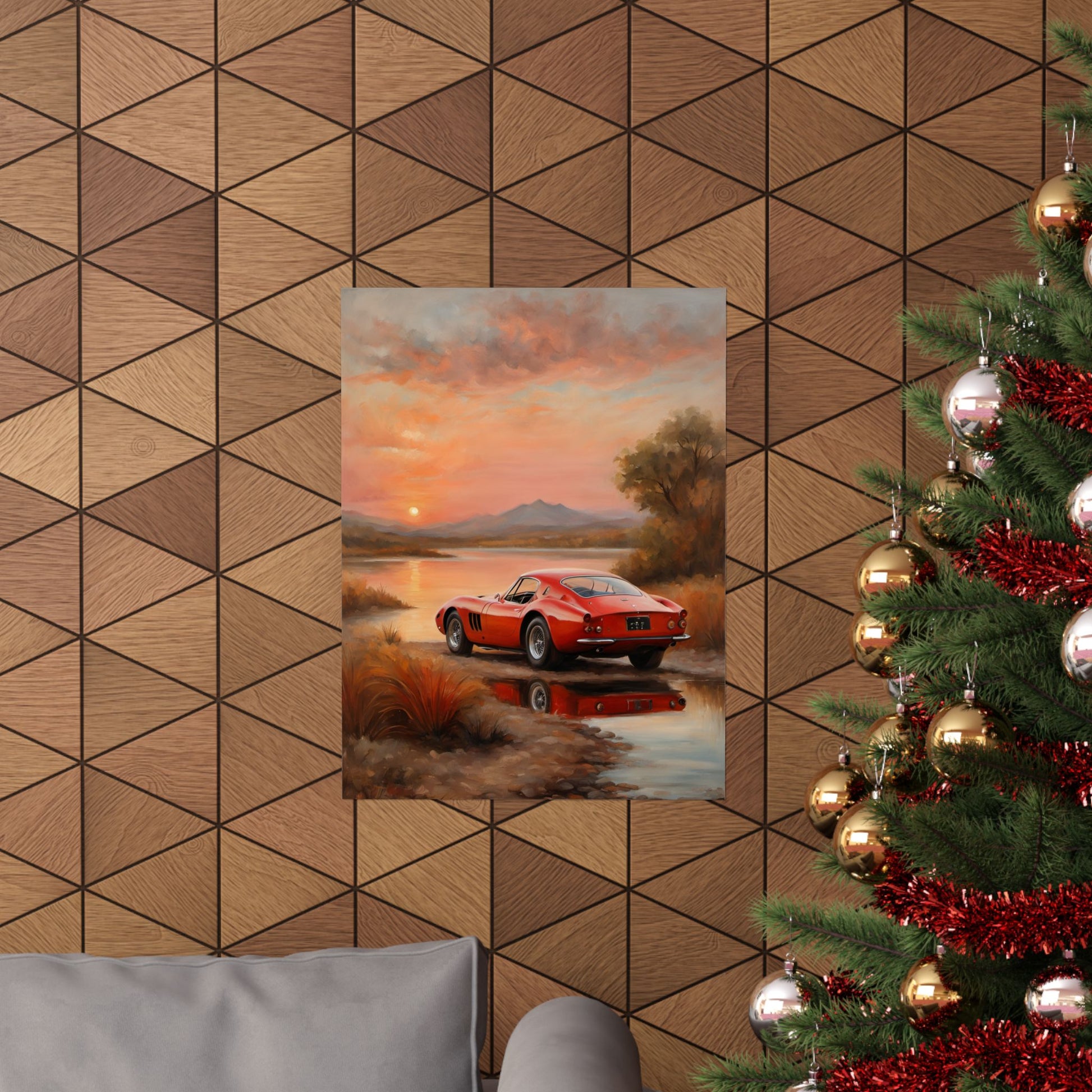 Scenic Car Wall Art, Vintage Car Poster, Automotive Decor, Nature Artwork, Gift for Him, Room Aesthetic, Classic Car Print Printify