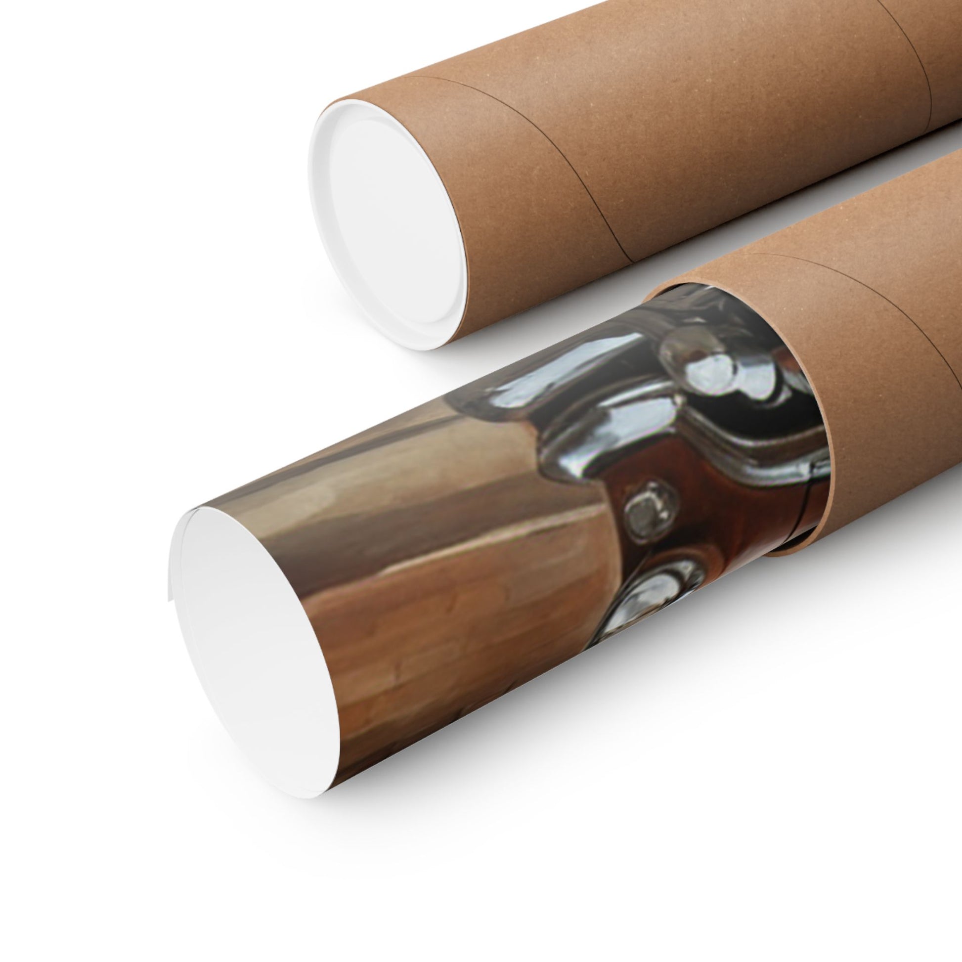Vintage Car Wall Art Poster rolled in a protective tube for easy storage and display