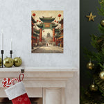 Chinese Street Archway Matte Poster — Vintage Pagoda Lantern Travel Art - AquilVision