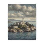 Lighthouse Island Canvas Wall Art — Coastal Seascape Matte Stretched Print - AquilVision