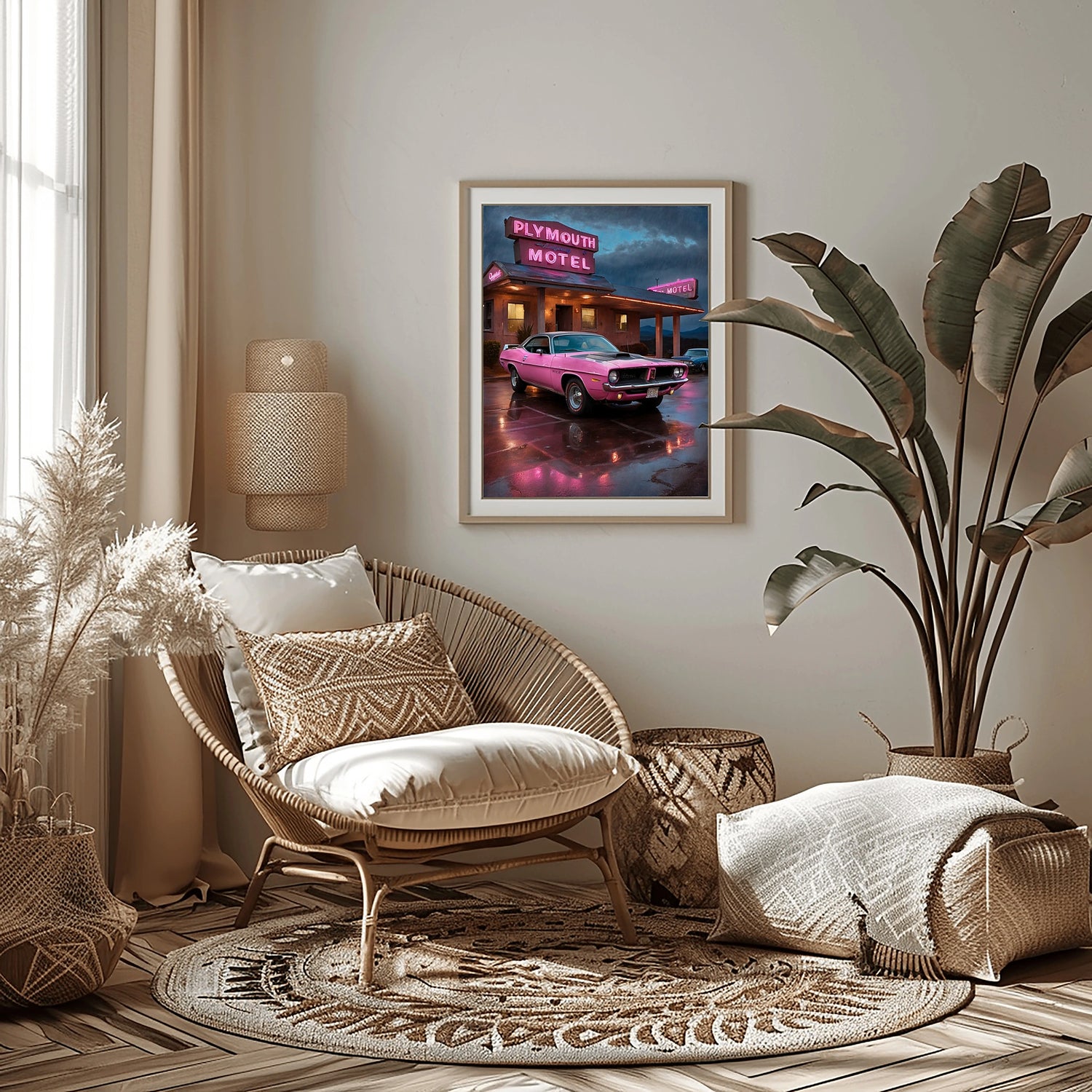 1970 Cuda High-Impact Era – Vintage Hotel Edition | Poster auf Leinwand