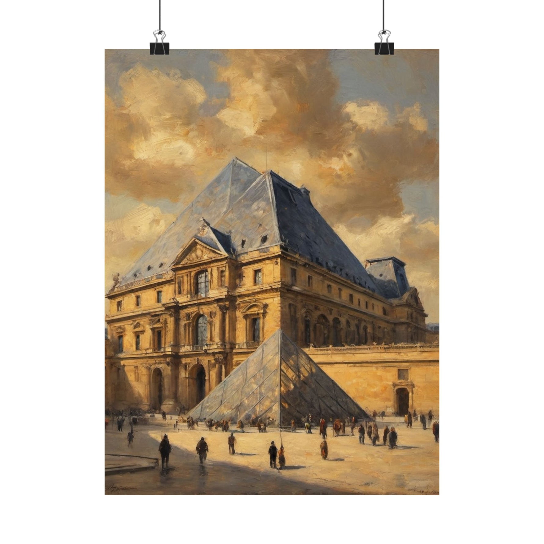 Louvre Pyramid Matte Vertical Poster — Vintage Paris Architecture Wall Art - AquilVision