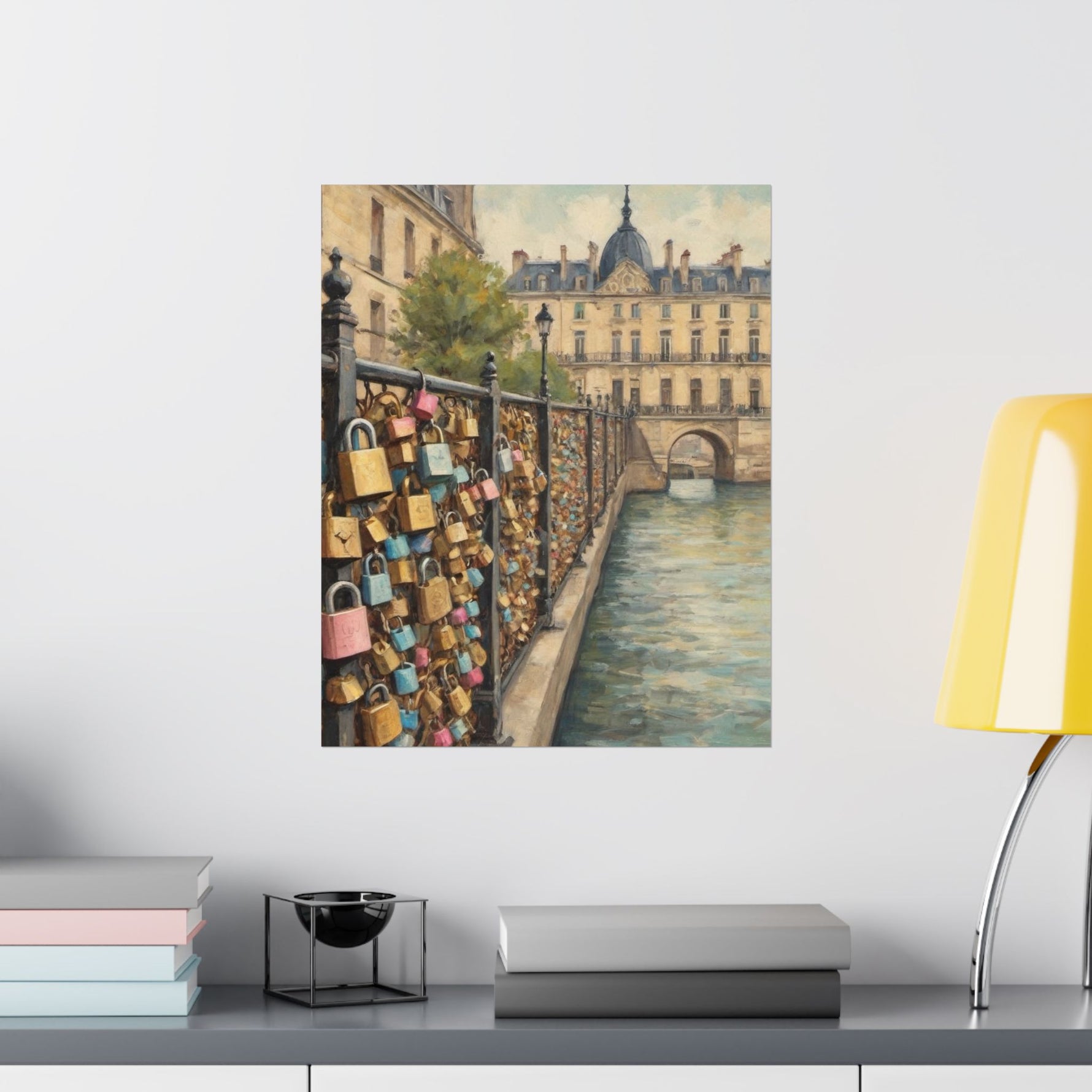 Paris Love Locks Matte Vertical Poster — Romantic Cityscape Wall Art - AquilVision