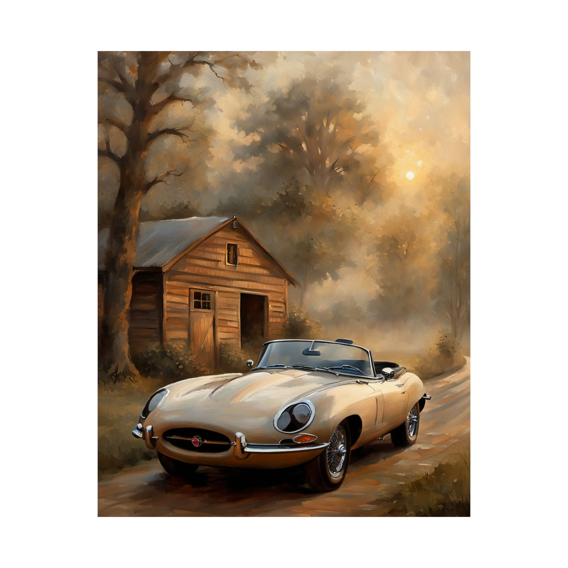 Vintage Car Art Poster, Matte Vertical Wall Decor, Retro Automotive Print, Gift for Car Lovers, Home Wall Art, Rustic Decor Printify
