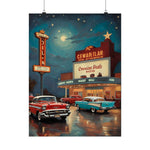 Vintage Drive-In Movie Poster — Retro Classic Car Theater Wall Art (Matte Vertical Poster)