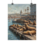 Sea Lion Harbor Matte Vertical Poster — Coastal Nautical Wall Art - AquilVision