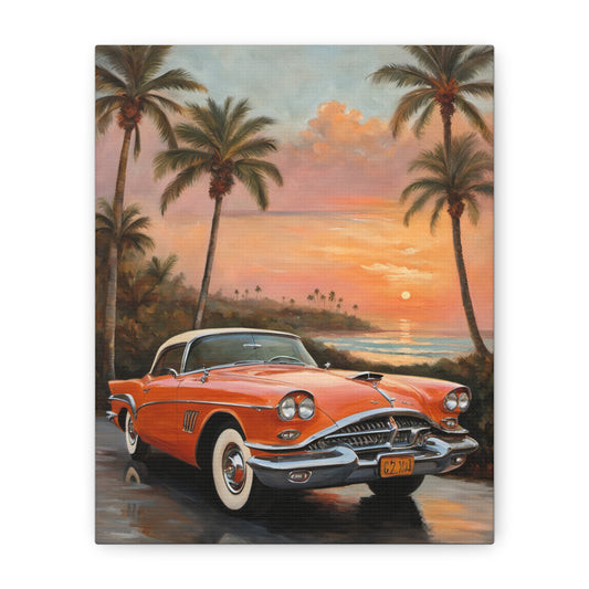 Vintage Car Artwork Canvas Print, Retro Wall Decor for Car Lovers, Classic Car Gift, Home Office Decoration, Automotive Art, Gift for Him