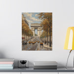 Paris Arc de Triomphe Poster — Autumn Boulevard Matte Vertical Art Print - AquilVision
