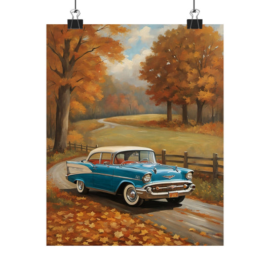 Vintage Car Autumn Poster, Fall Decor, Retro Wall Art, Home Decoration, Gift for Car Enthusiasts, Reminiscent Artwork
