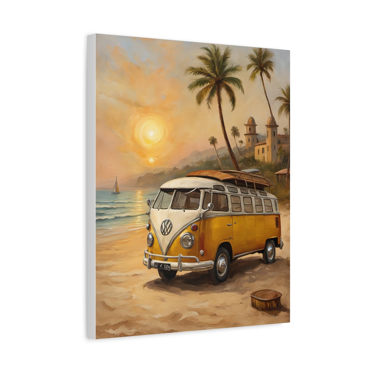 Beach Vibes Canvas Print, Summer Decor, VW Bus Art, Coastal Wall Art, Boho Home Decor, Travel-Inspired Gift