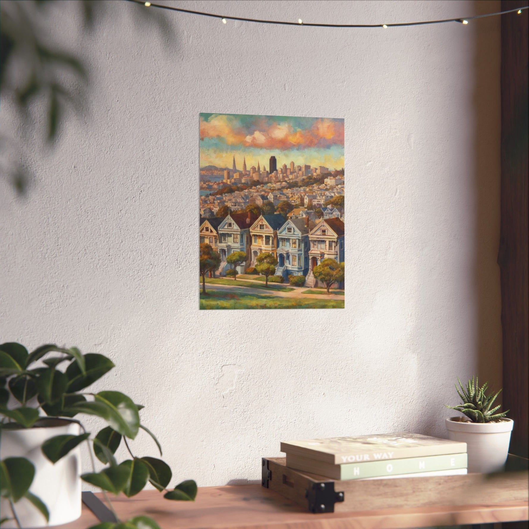 San Francisco Painted Row Houses Matte Poster — Vintage Cityscape Wall Art - AquilVision