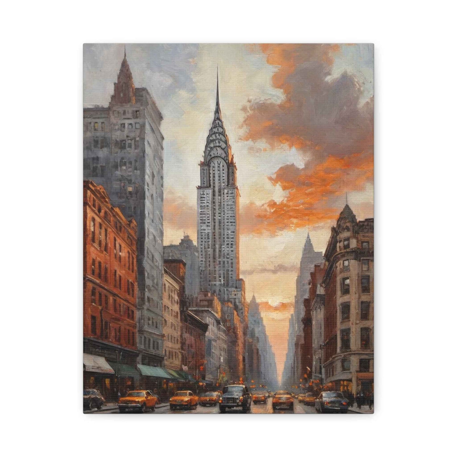 Chrysler Building Sunset Canvas Print — New York City Street Scene