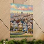 San Francisco Painted Row Houses Matte Poster — Vintage Cityscape Wall Art - AquilVision