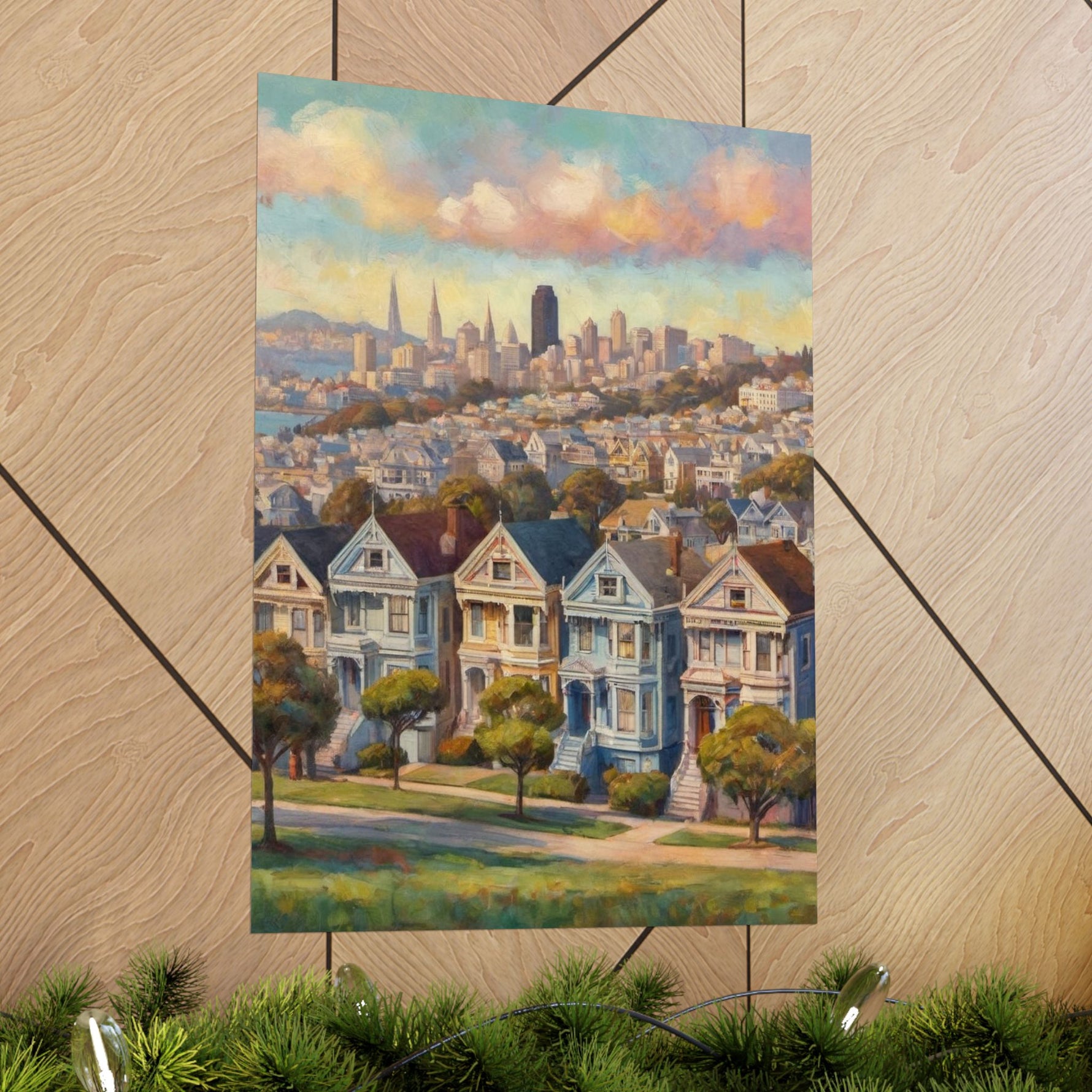 San Francisco Painted Row Houses Matte Poster — Vintage Cityscape Wall Art - AquilVision