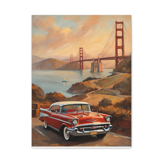 Vintage Car Wall Art Print, Retro Canvas for Home Decor, Classic Cars Art, Gift for Car Lovers, Nostalgic Travel Decor