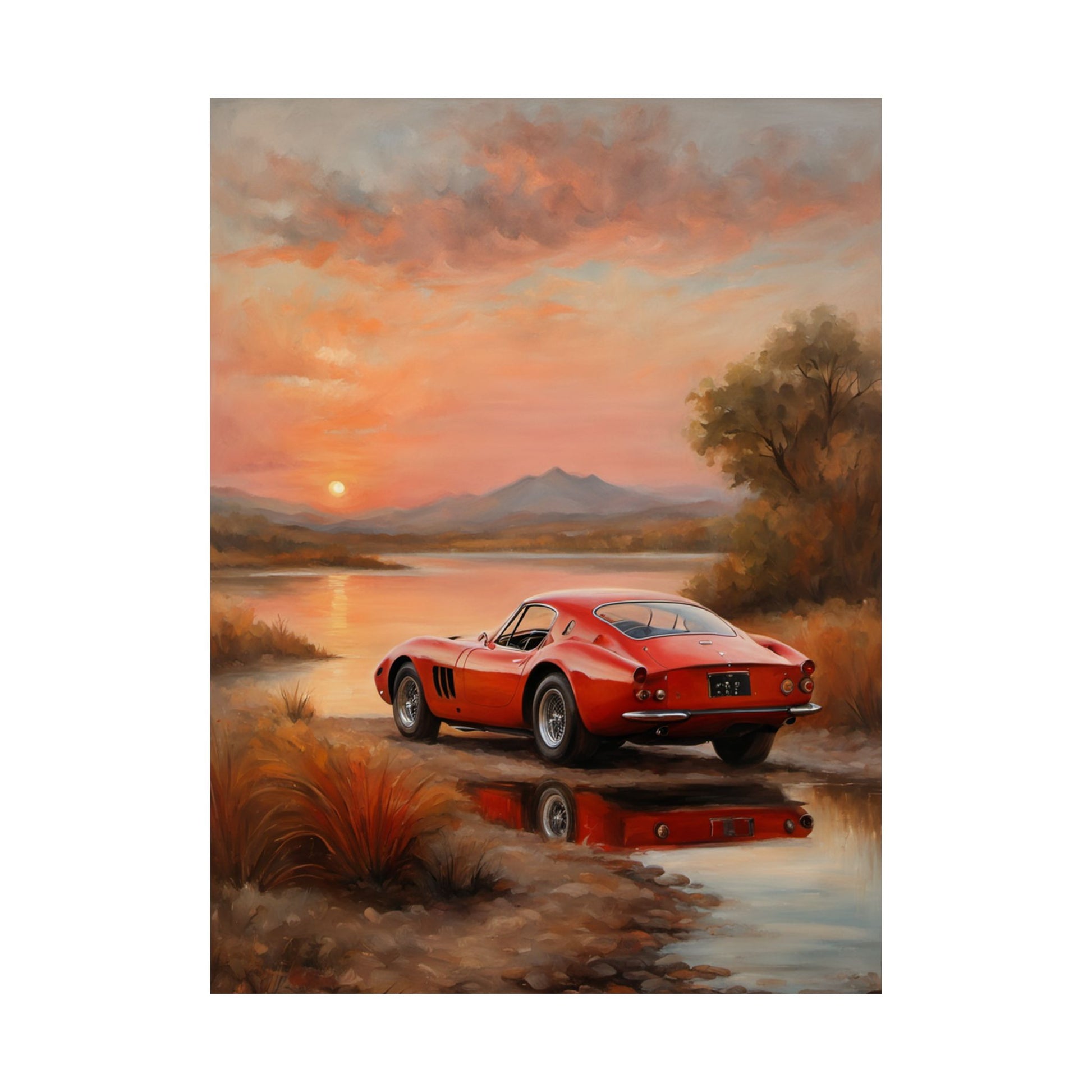 Scenic Car Wall Art, Vintage Car Poster, Automotive Decor, Nature Artwork, Gift for Him, Room Aesthetic, Classic Car Print Printify
