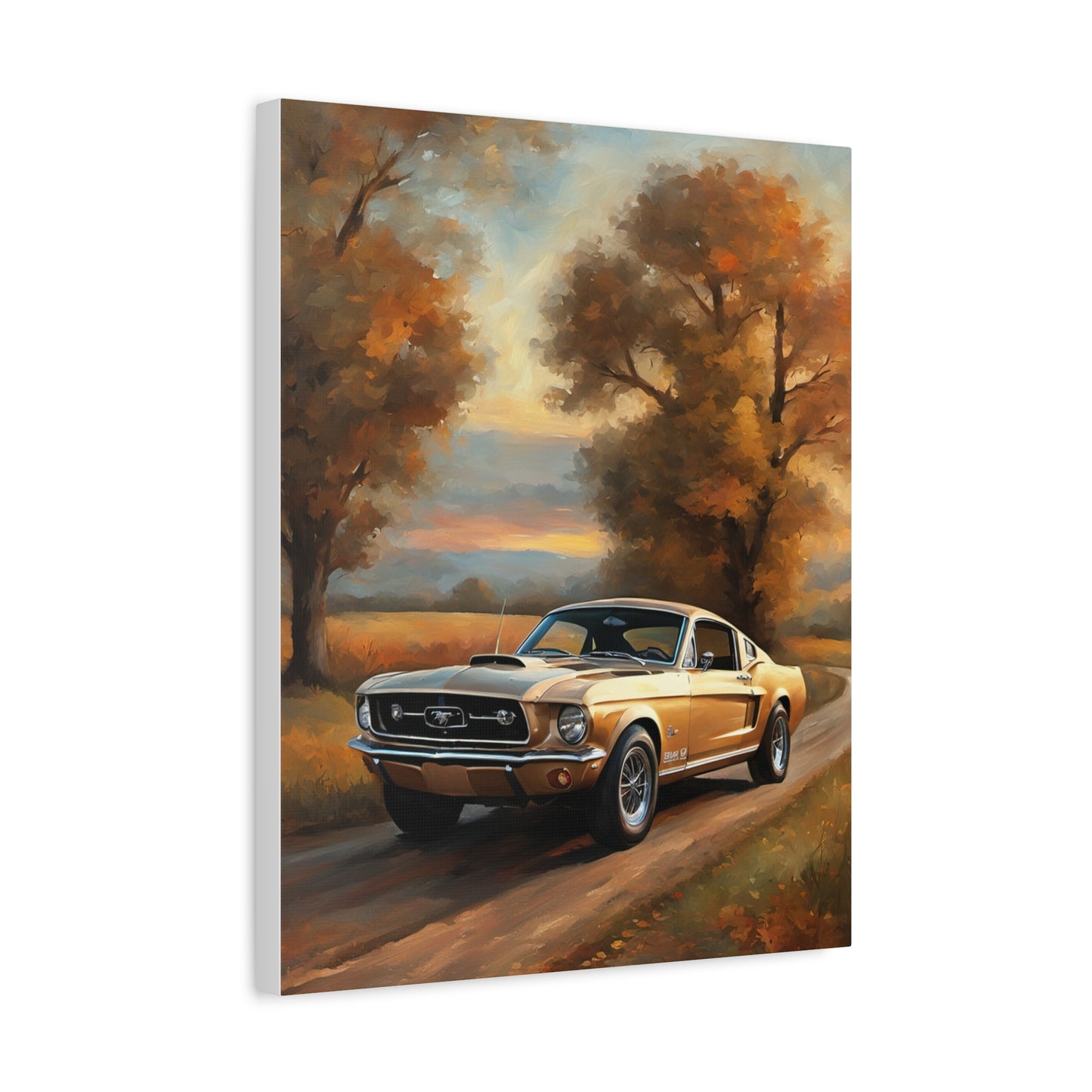 Vintage Countryside Muscle Car Art Print – 18x24 in Canvas