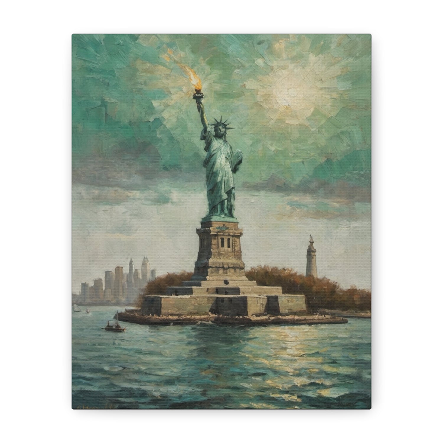 Statue of Liberty Canvas Print — Vintage NYC Landmark Wall Art