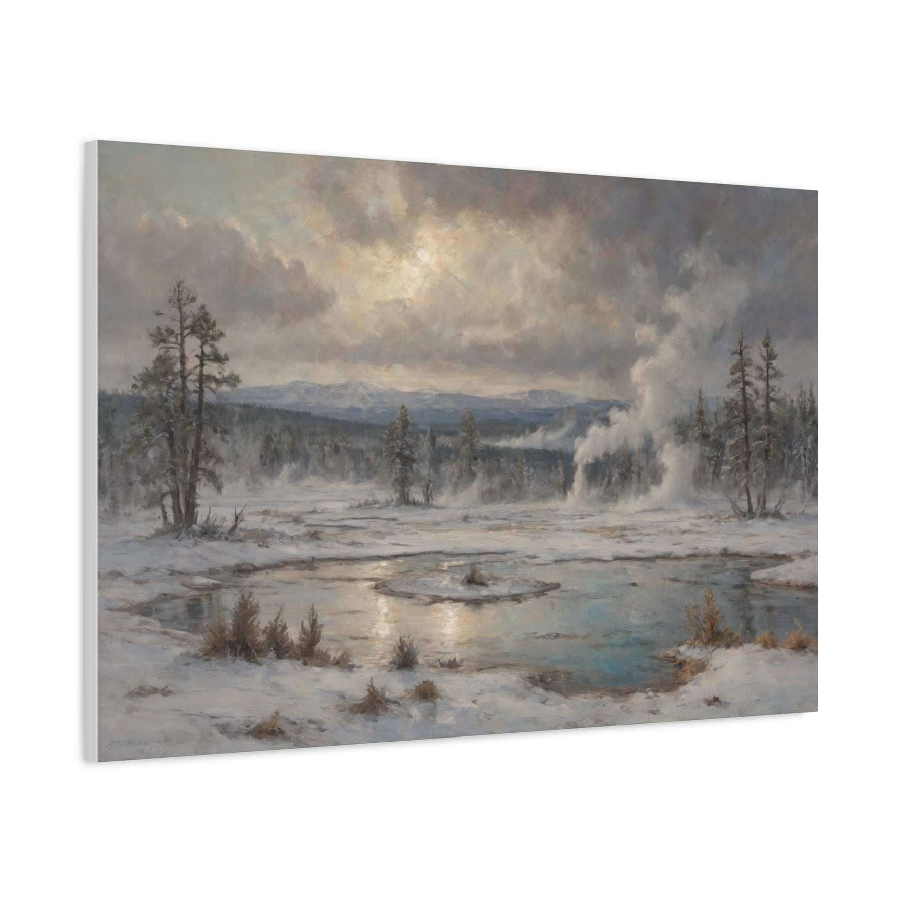 Winter Geothermal Landscape Canvas Print - AquilVision