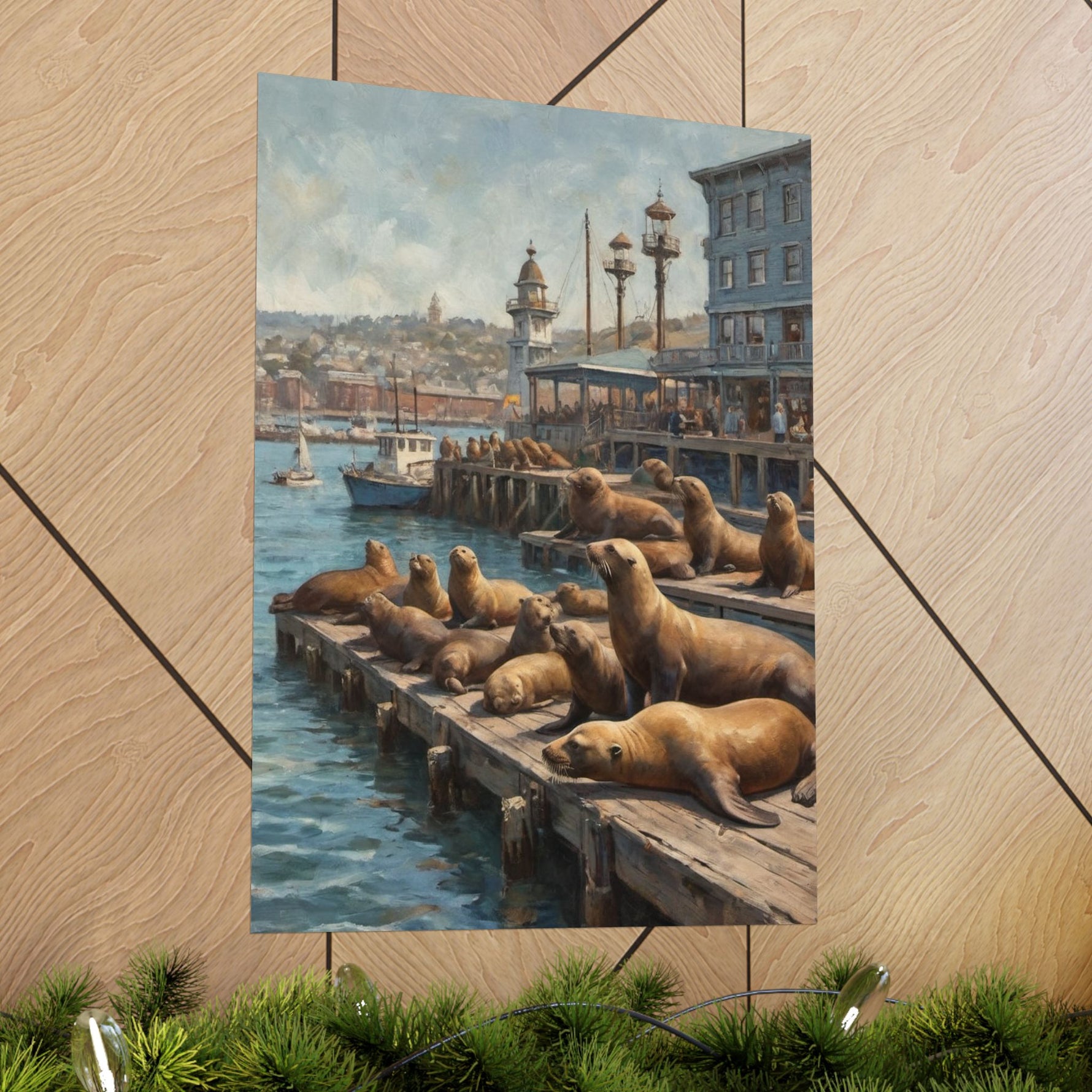 Sea Lion Harbor Matte Vertical Poster — Coastal Nautical Wall Art - AquilVision