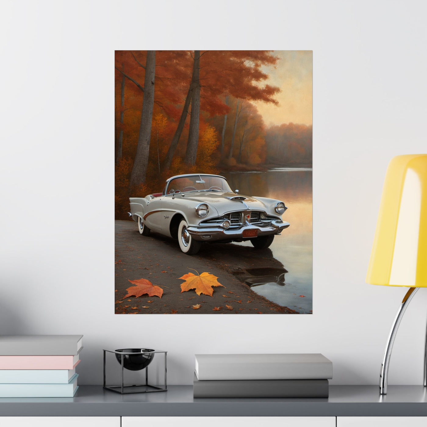Vintage Car Autumn Matte Poster, Classic Car Art Print, Fall Decor, Retro Home Wall Art, Gift for Him, Car Lover Wall Decor - AquilVision