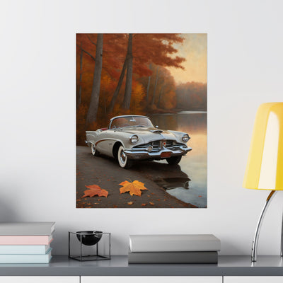 Vintage Car Autumn Matte Poster, Classic Car Art Print, Fall Decor, Retro Home Wall Art, Gift for Him, Car Lover Wall Decor - AquilVision