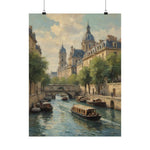 Paris Riverboat Matte Poster — Vintage European Cityscape Wall Art - AquilVision