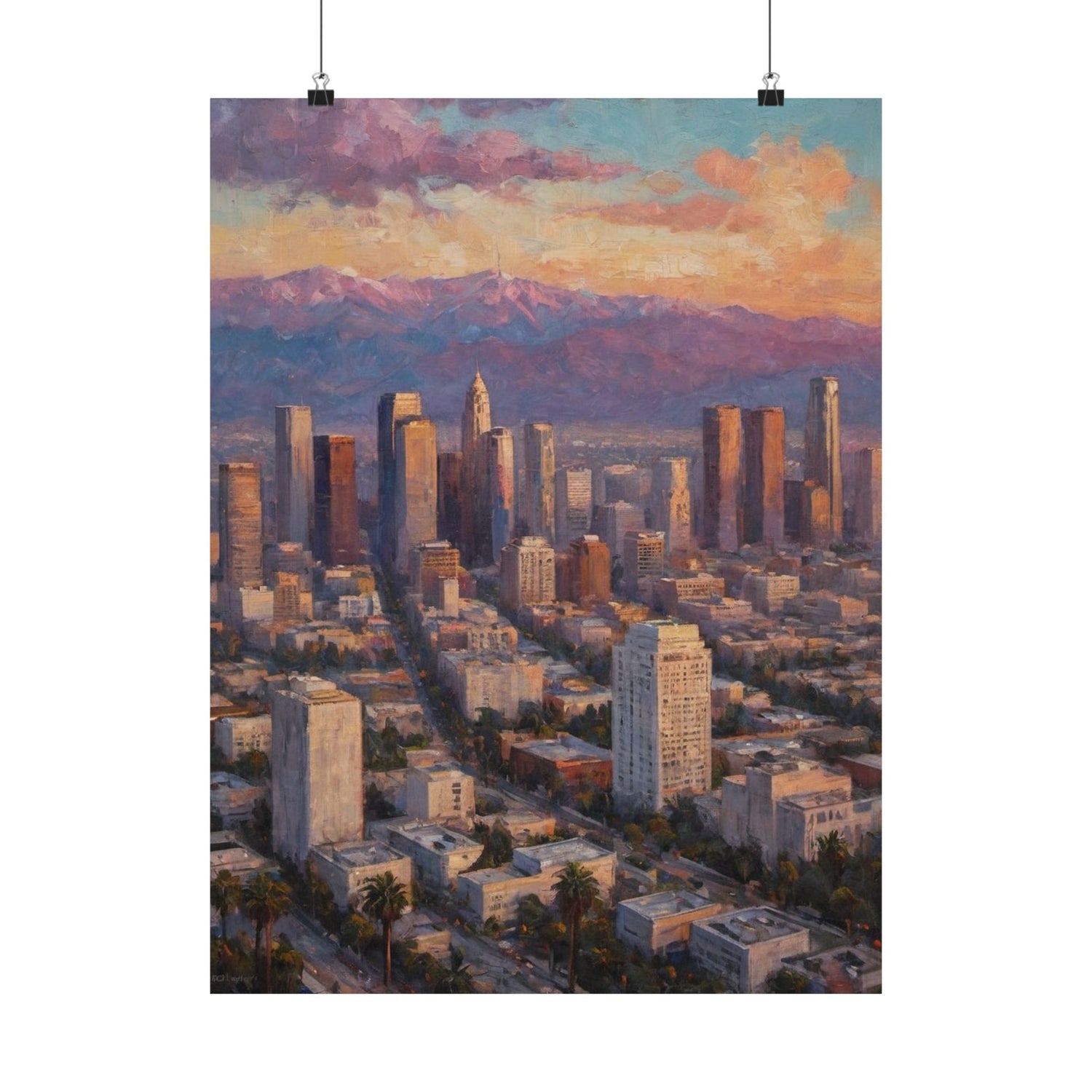 Los Angeles Cityscape Matte Poster — Sunset Skyline Wall Art
