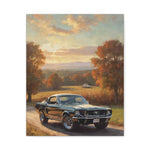 Vintage Mustang Canvas Wall Art — Classic Car Sunset Print