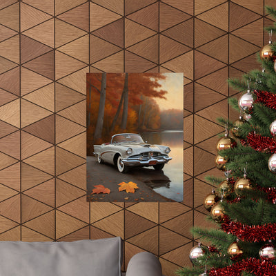 Vintage Car Autumn Matte Poster, Classic Car Art Print, Fall Decor, Retro Home Wall Art, Gift for Him, Car Lover Wall Decor - AquilVision