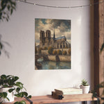 Notre Dame Seine River Matte Poster — Vintage Paris Architecture Wall Art - AquilVision