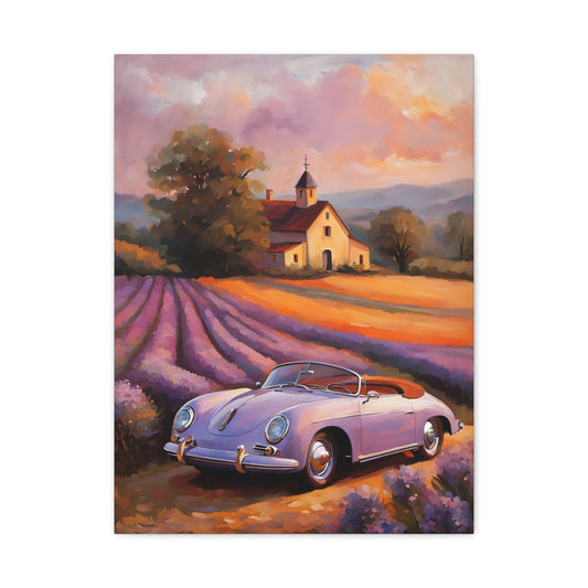 Vintage Car Canvas Wall Art, Rustic Home Decor, Lavender Field Print, Car Lover Gift, Art for Living Room, Classic Car Artwork