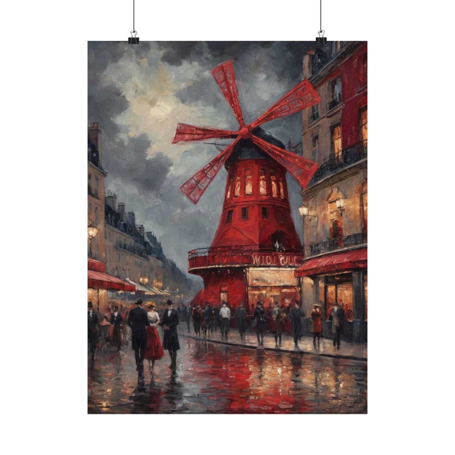 Vintage Paris Moulin Rouge Matte Poster — Romantic City Street Art Print - AquilVision