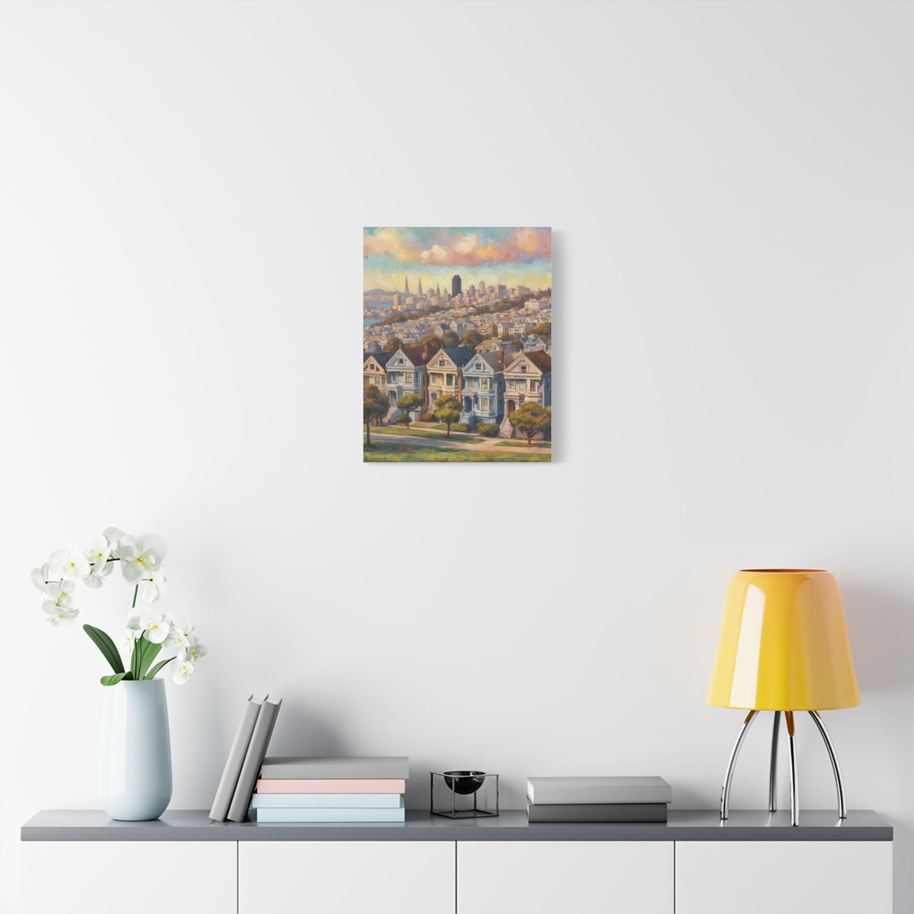 San Francisco Painted Skyline Canvas — Painted Ladies Wall Art (Matte Stretched) - AquilVision