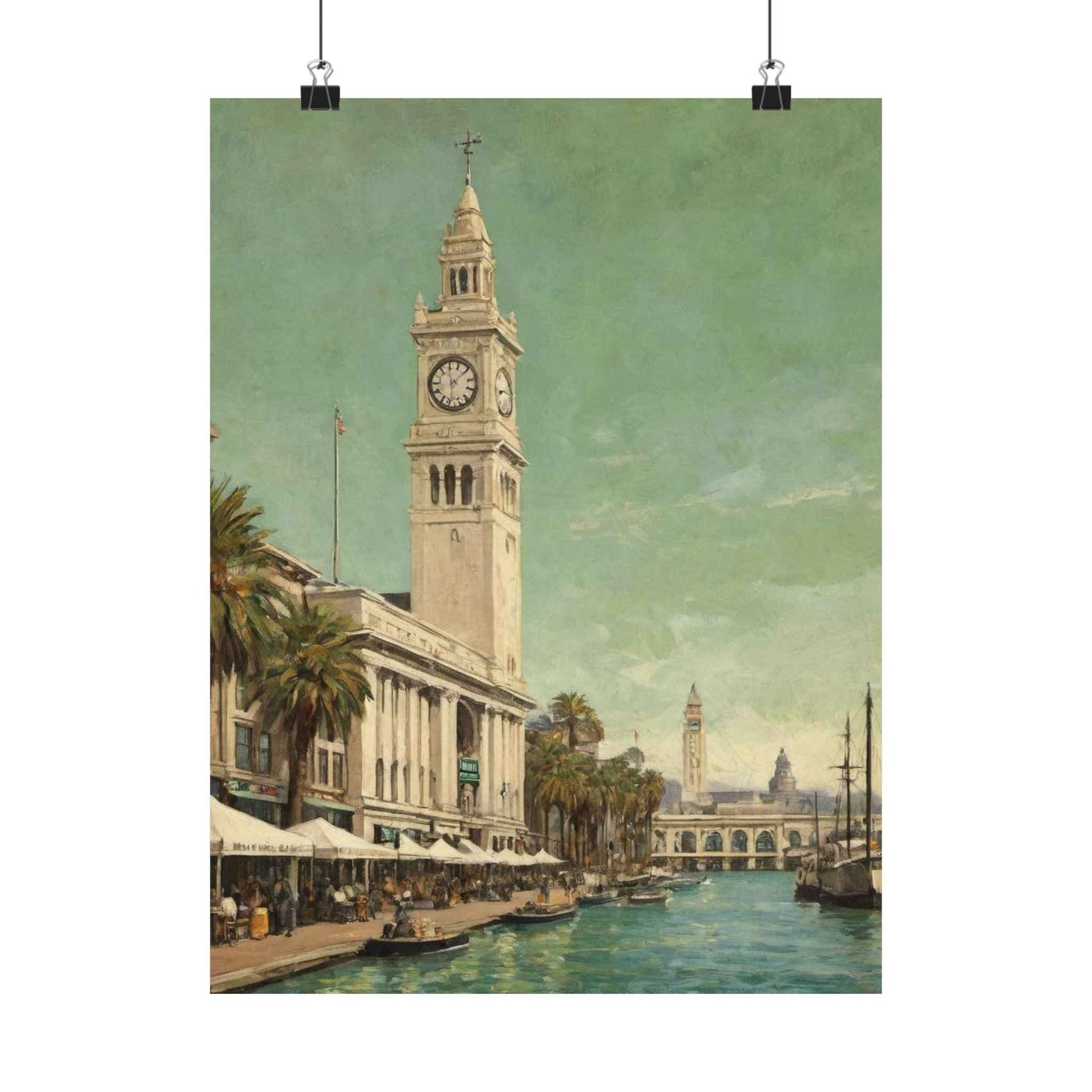 Vintage Coastal Clock Tower Poster - AquilVision