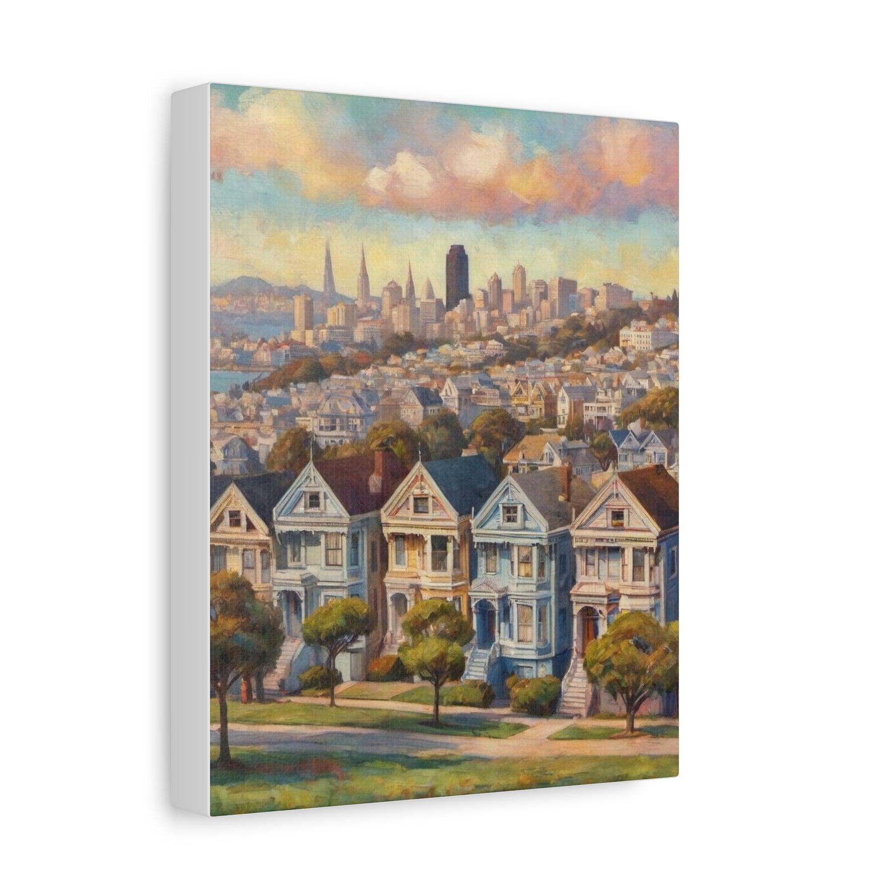San Francisco Painted Skyline Canvas — Painted Ladies Wall Art (Matte Stretched) - AquilVision