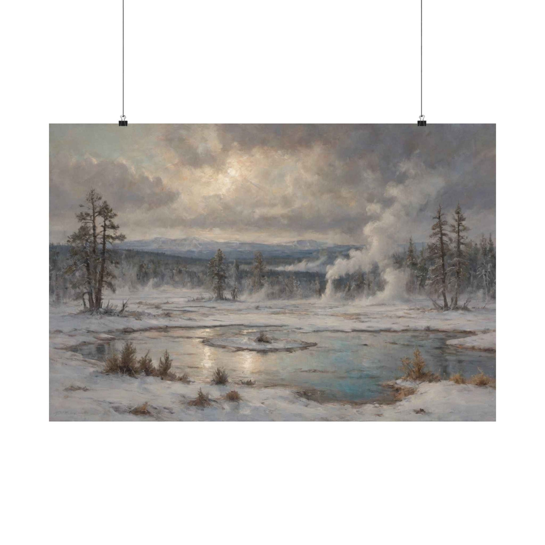 Winter Landscape Matte Poster — Serene Snowy Lake Art Print - AquilVision