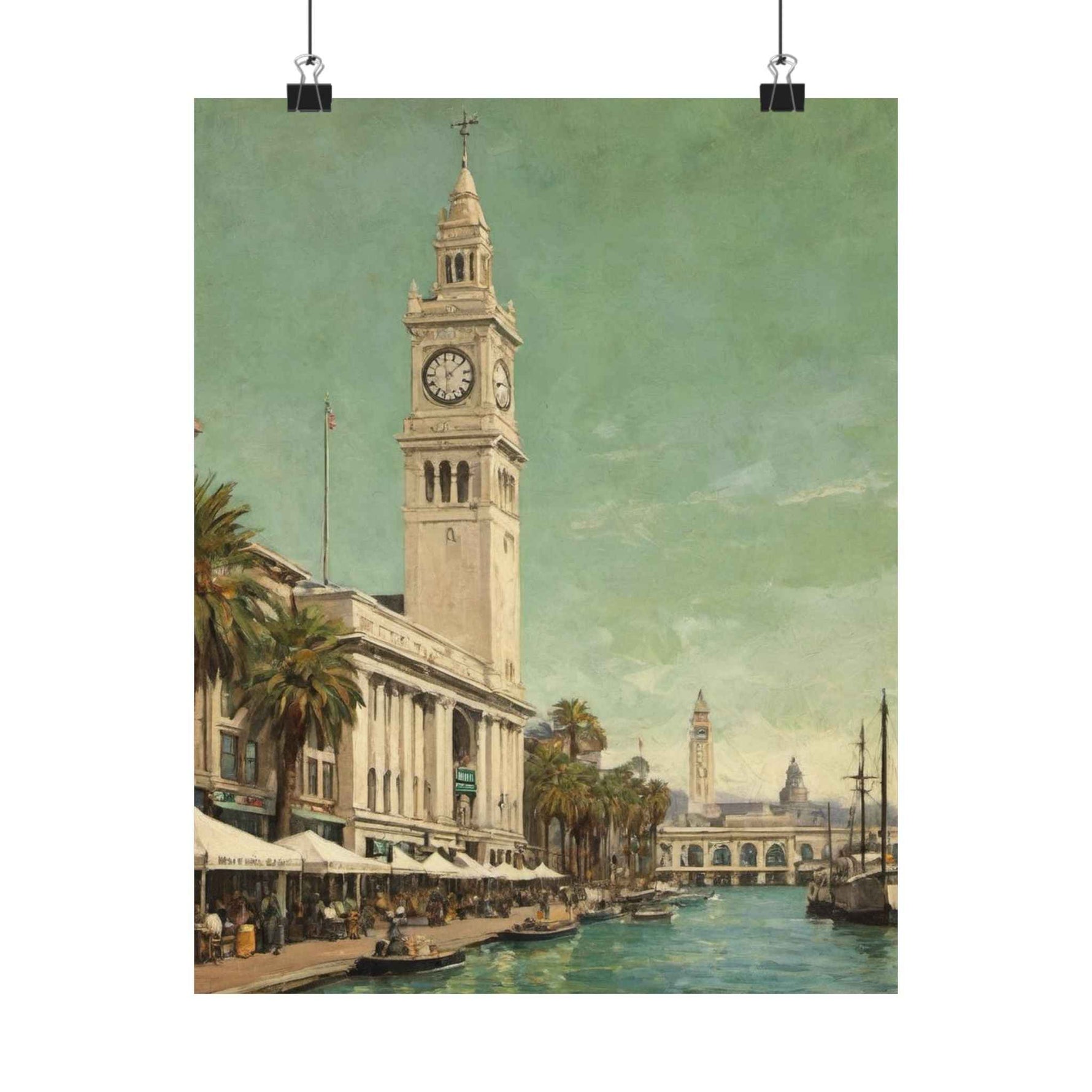 Vintage Coastal Clock Tower Poster - AquilVision