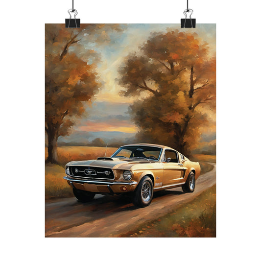 Vintage Countryside Muscle Car Art Print – 18x24 in Poster