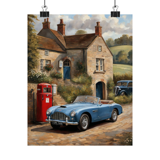 Charming Vintage Car Art Poster, Wall Decor, Gift for Car Lovers, Home Office Art, Retro Poster, Gift for Father's Day