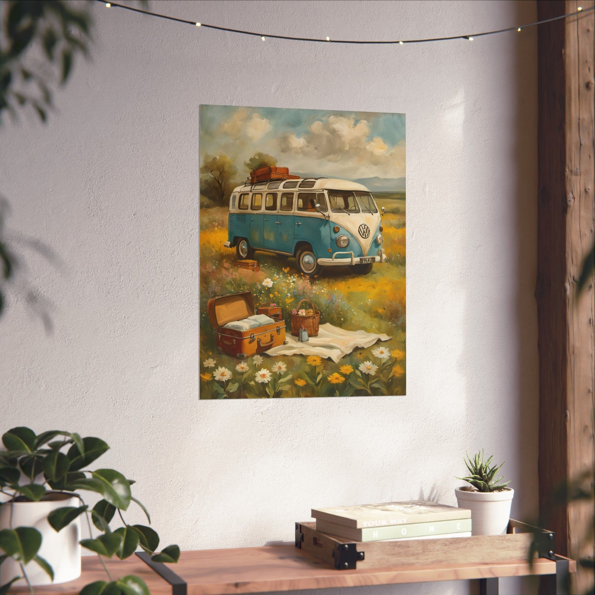 Vintage VW Bus Matte Vertical Posters, Bohemian Wall Art Prints, Travel Decor, Room Aesthetic, Gift for Adventure Lovers - AquilVision