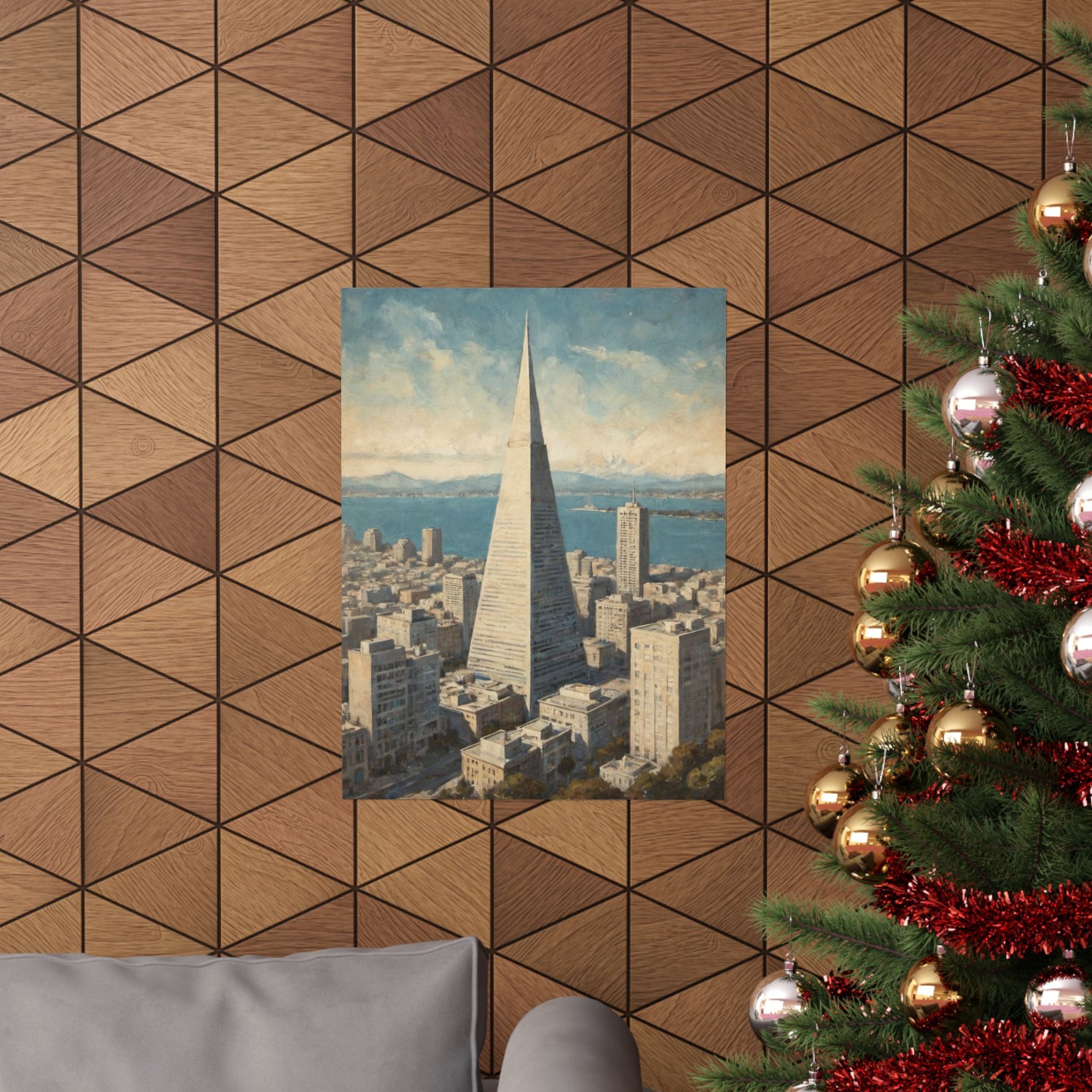 Vintage Cityscape Poster — Transamerica Pyramid Matte Vertical Print - AquilVision