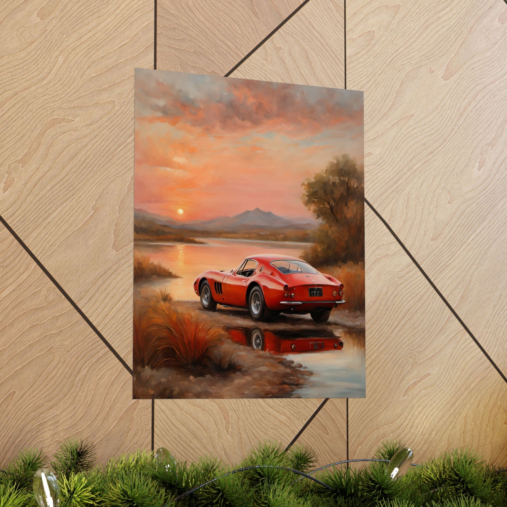 Scenic Car Wall Art, Vintage Car Poster, Automotive Decor, Nature Artwork, Gift for Him, Room Aesthetic, Classic Car Print Printify