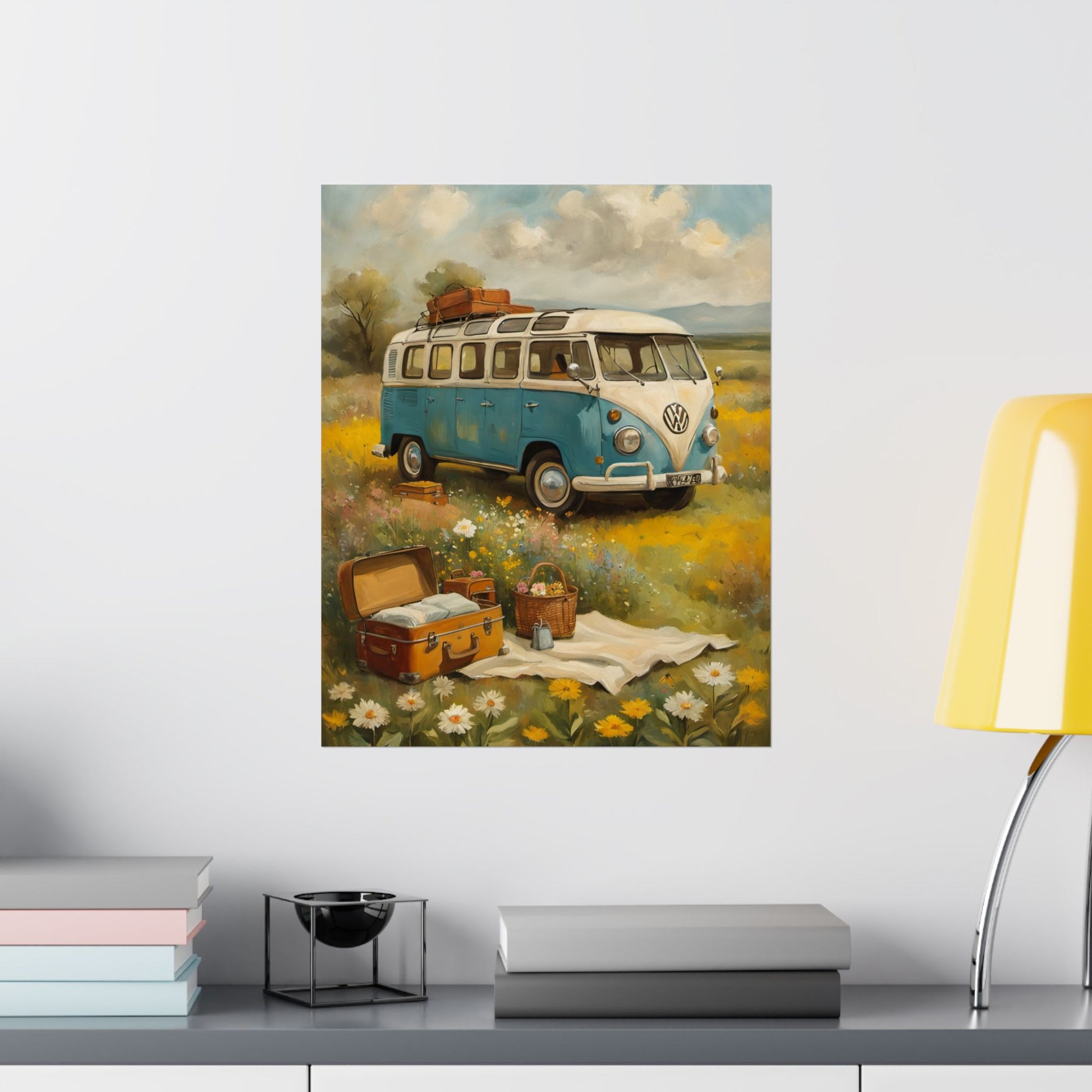 Nostalgic Van Matte Vertical Posters, Bohemian Wall Art Prints, Travel Decor, Room Aesthetic, Gift for Adventure Lovers Printify