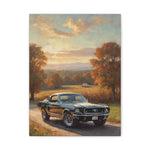 Vintage Mustang Canvas Wall Art — Classic Car Sunset Print