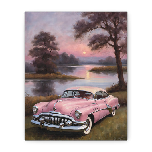 Vintage Car Canvas Art Print, Retro Wall Decor, Classic Automobile Painting, Home Decor, Gift for Enthusiasts