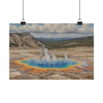 Yellowstone Grand Prismatic Spring Matte Horizontal Poster — Scenic National Park Landscape Wall Art - AquilVision