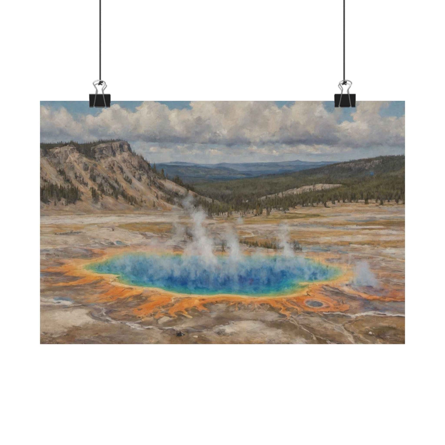 Yellowstone Grand Prismatic Spring Matte Horizontal Poster — Scenic National Park Landscape Wall Art - AquilVision