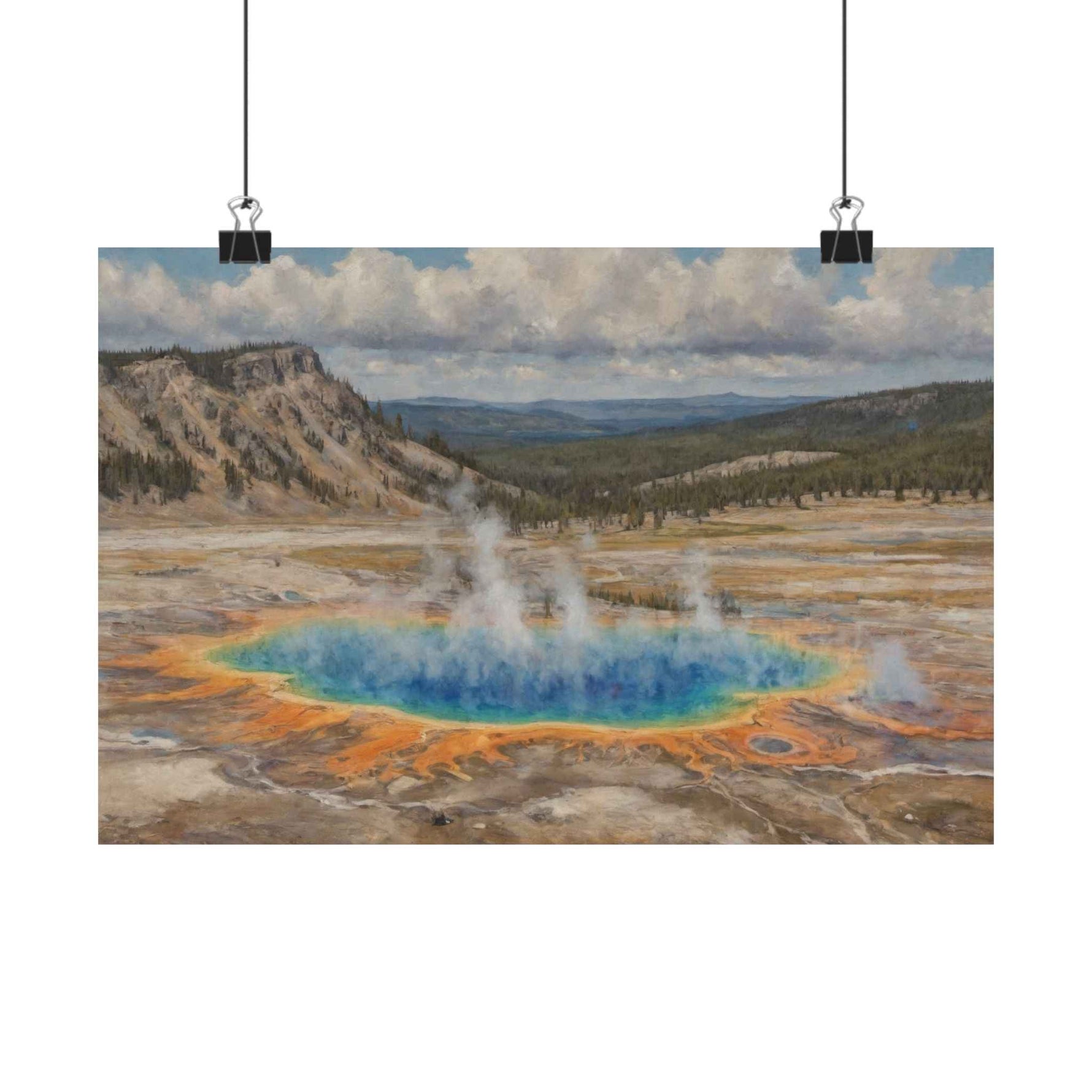 Yellowstone Grand Prismatic Spring Matte Horizontal Poster — Scenic National Park Landscape Wall Art - AquilVision